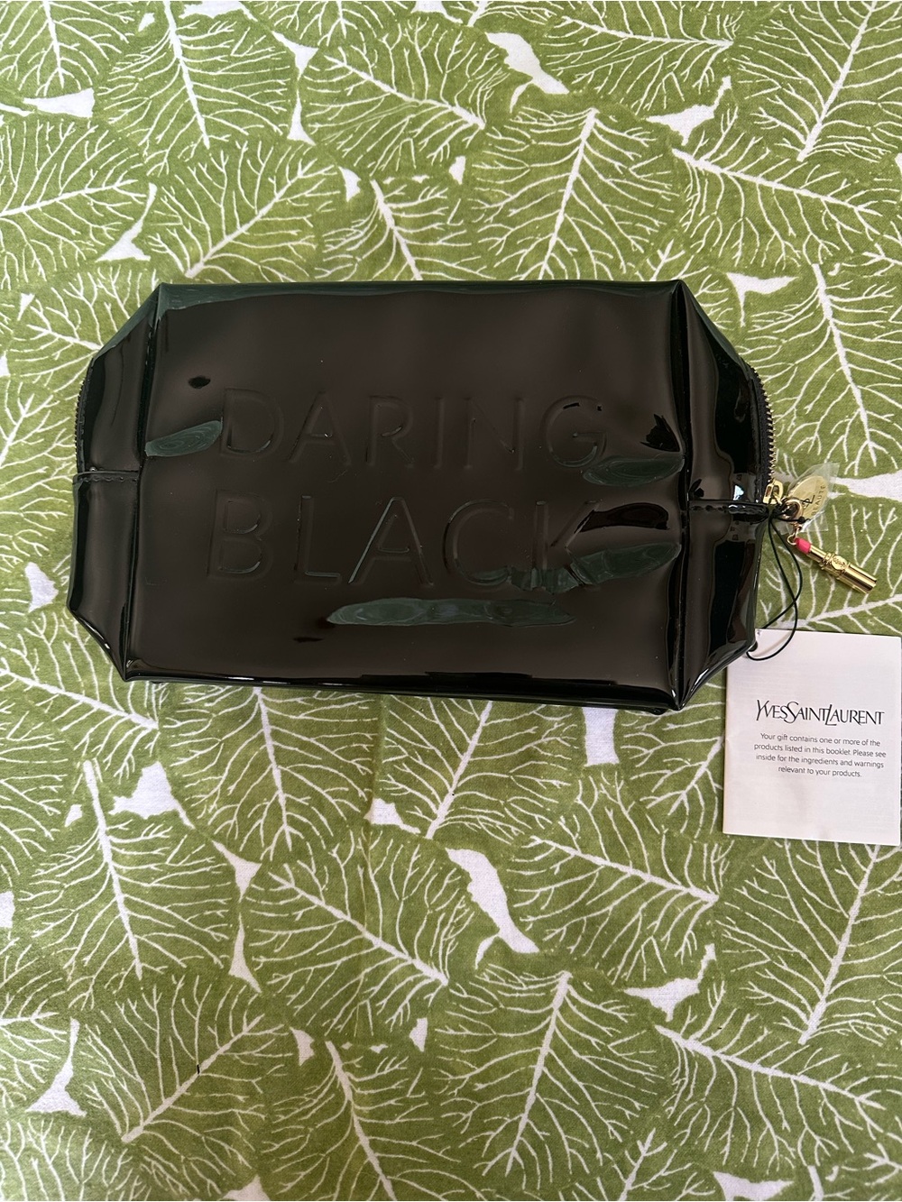 Yves Saint Laurent Black Patent 'Daring Black' Cosmetic Pouch